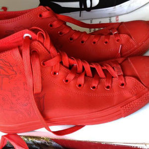 Mens Red leather converse size 10